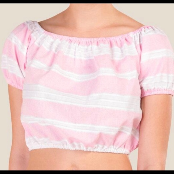Francesca's Collections Tops - Francesca’s Helene Pink Striped Crop Top Size Large